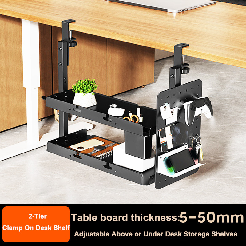 クランプ式14インチデスク上・下2段棚ユニット、テーブルアク - Gaming Accessories Table のレビューと価格